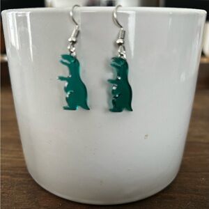 Green Dinosaur Earrings